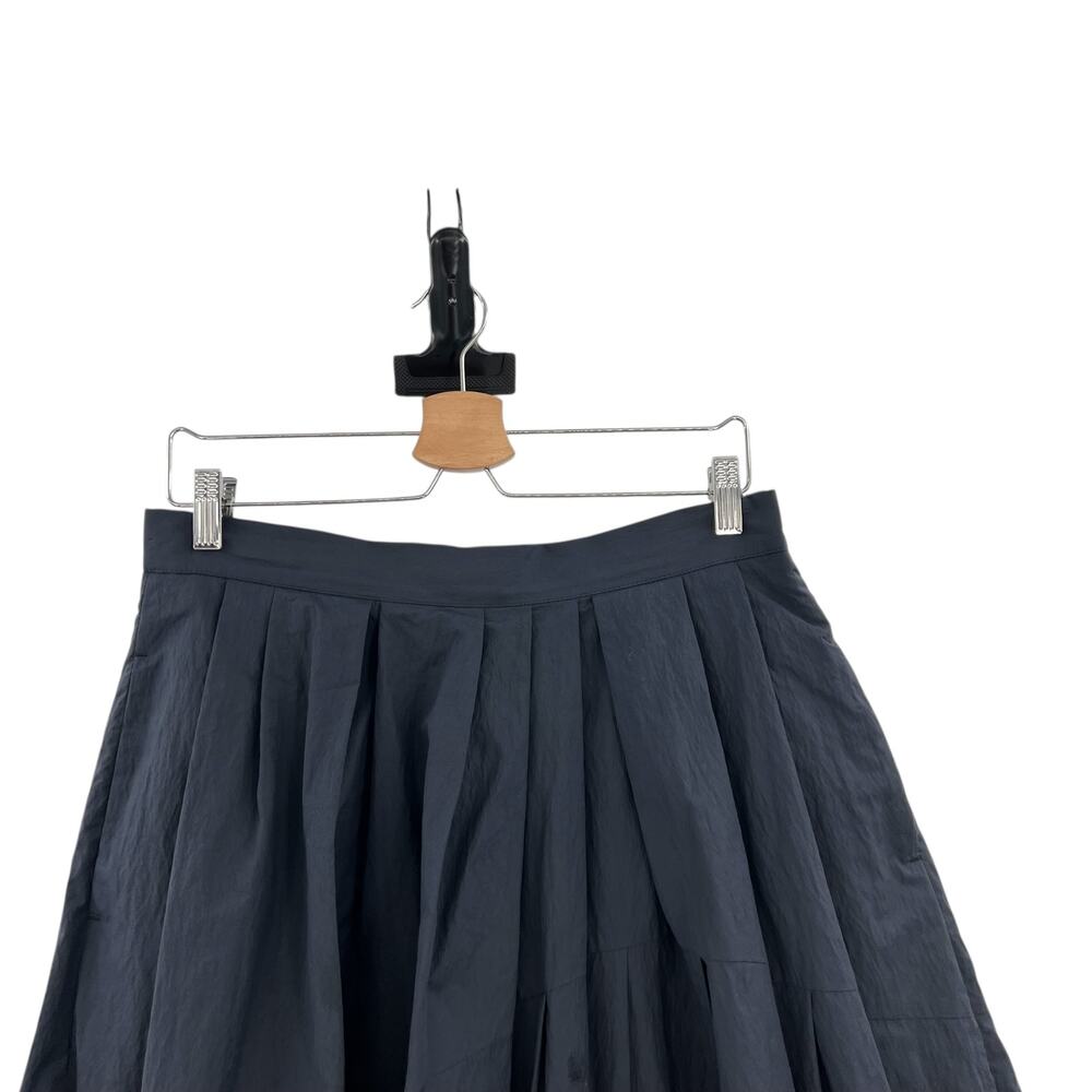 Brunello Cucinelli Pleated Asymmetric Skirt Cotton Navy Blue Size US 8 - Picture 2 of 14